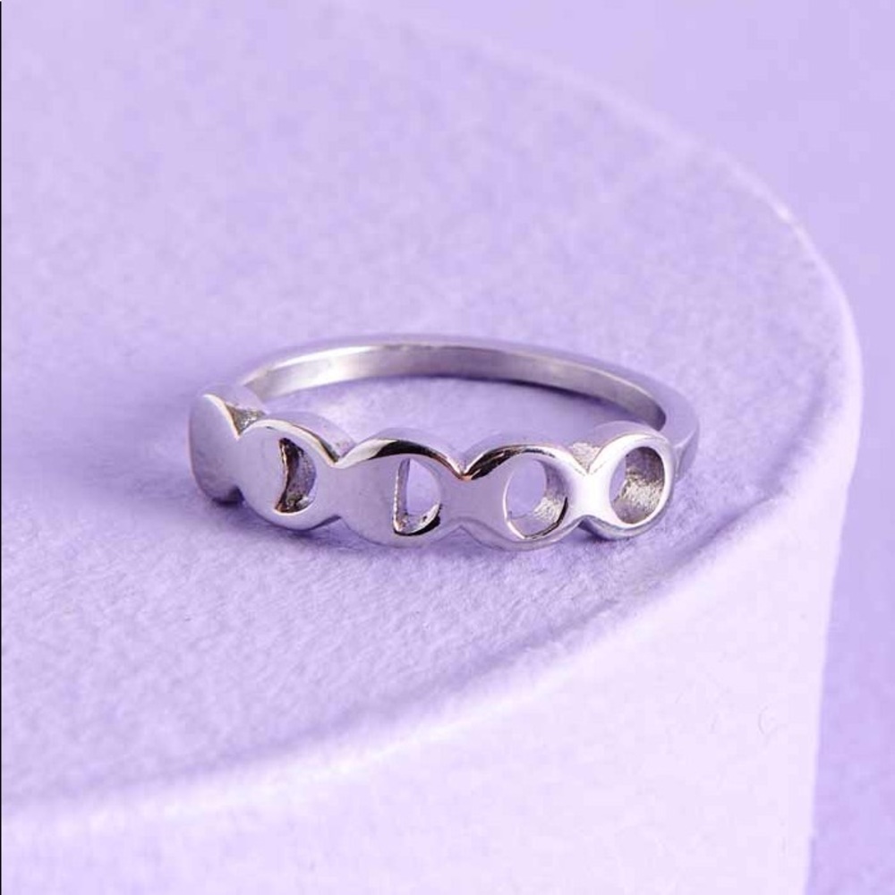 COPY - Stainless Steel Moon Phase Ring Size 7